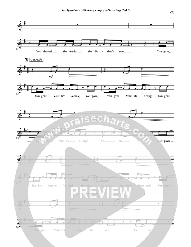 You Gave Your Life Away Soprano Sax (Kathryn Scott)