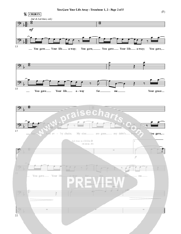 You Gave Your Life Away Trombone 1/2 (Kathryn Scott)