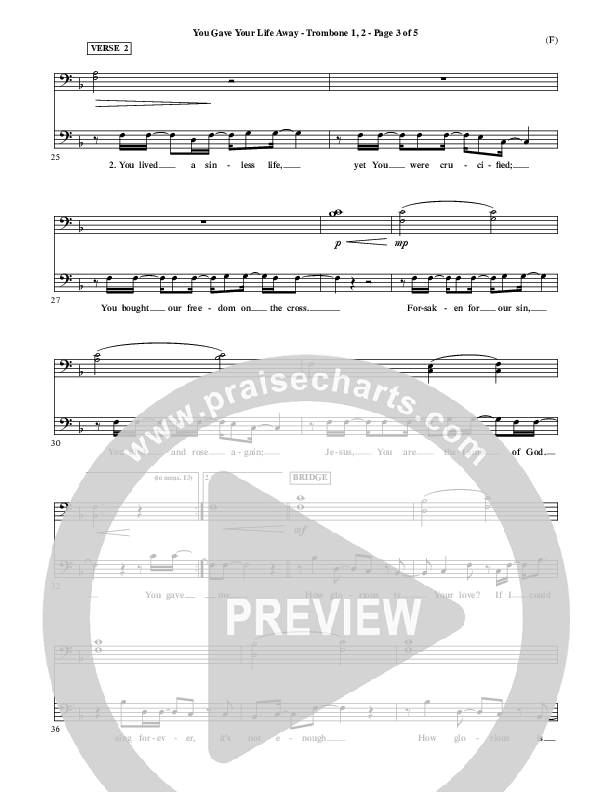 You Gave Your Life Away Trombone 1/2 (Kathryn Scott)