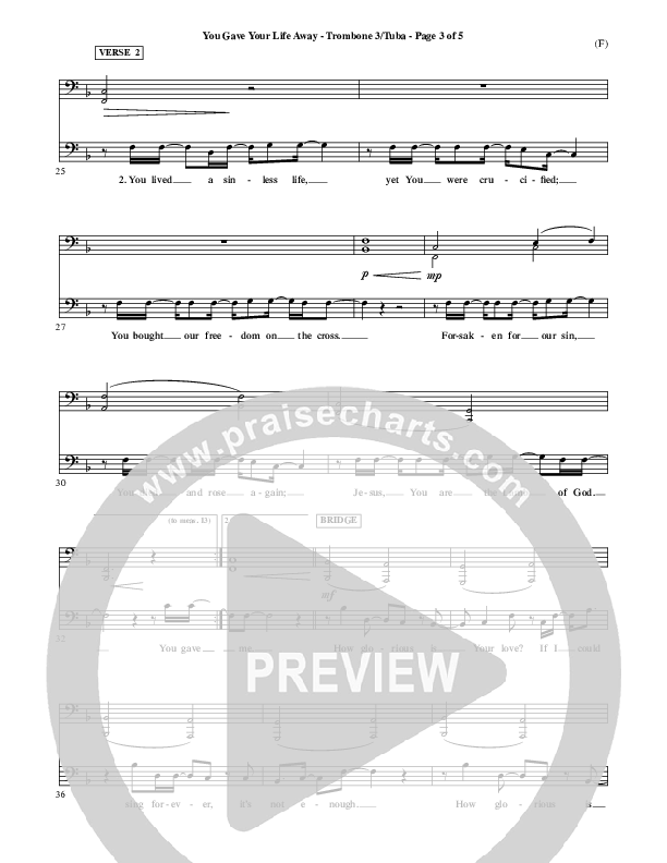 You Gave Your Life Away Trombone 3/Tuba (Kathryn Scott)