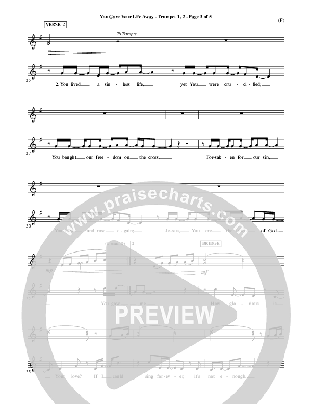 You Gave Your Life Away Trumpet 1,2 (Kathryn Scott)