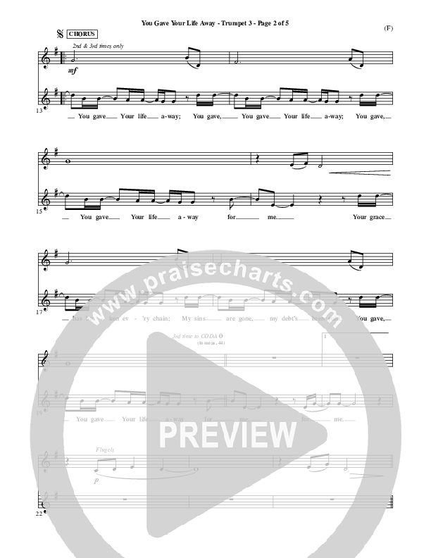 You Gave Your Life Away Trumpet 3 (Kathryn Scott)