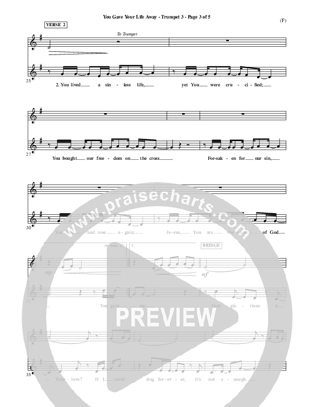 You Gave Your Life Away Trumpet 3 (Kathryn Scott)