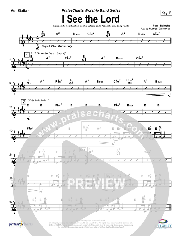 I See The Lord Rhythm Chart (Paul Baloche)