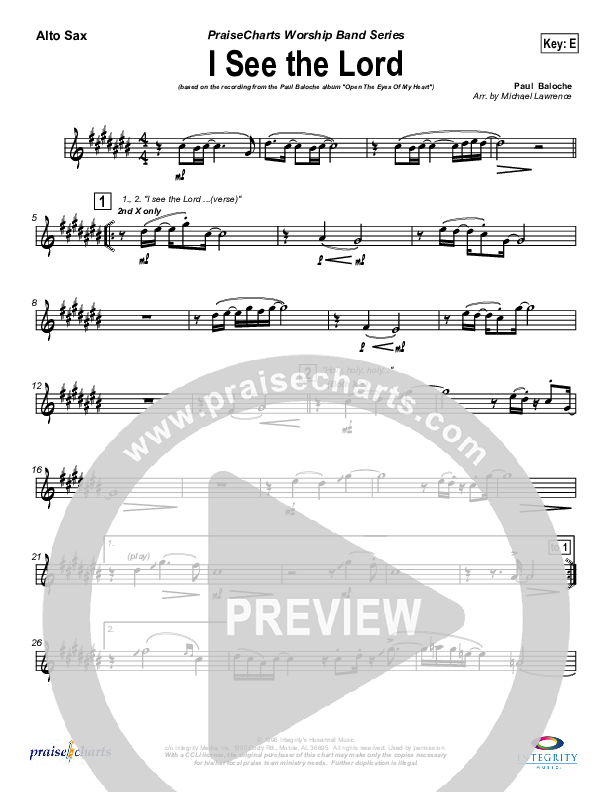 I See The Lord Alto Sax (Paul Baloche)