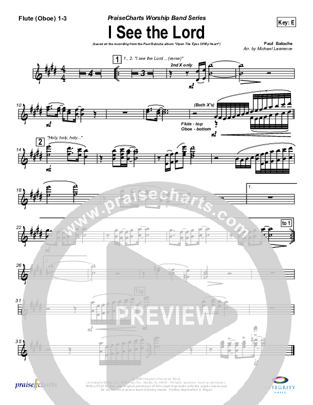 I See The Lord Flute/Oboe 1/2/3 (Paul Baloche)