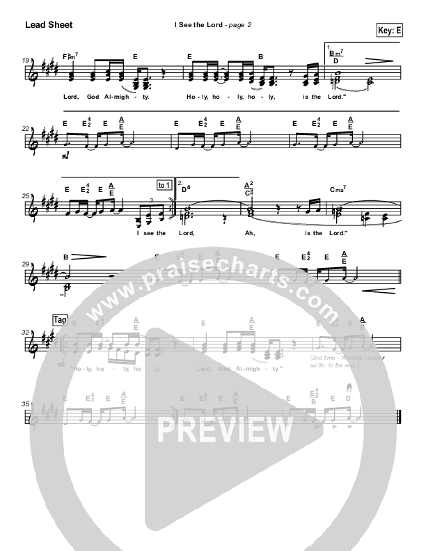 I See The Lord Lead Sheet (Paul Baloche)