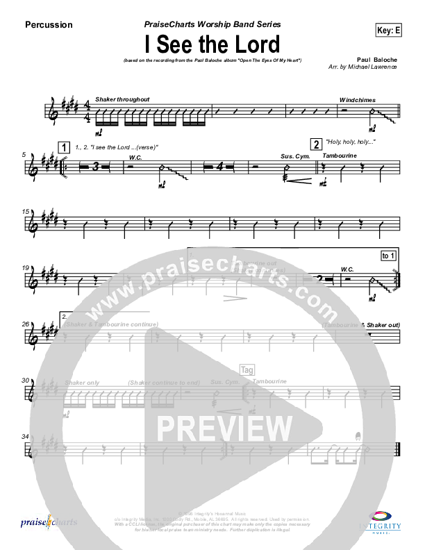 I See The Lord Percussion (Paul Baloche)