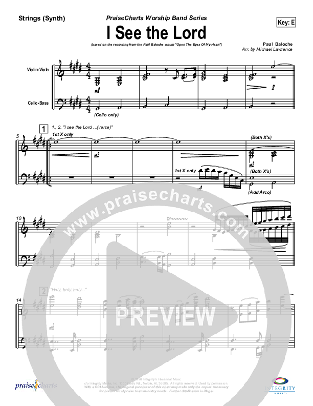 I See The Lord Synth Strings (Paul Baloche)