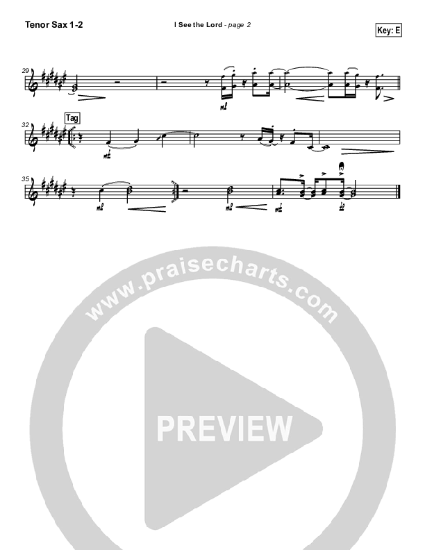 I See The Lord Tenor Sax 1/2 (Paul Baloche)