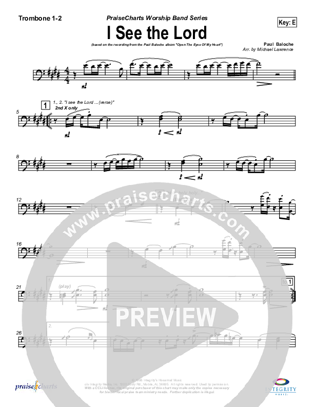 I See The Lord Trombone 1/2 (Paul Baloche)