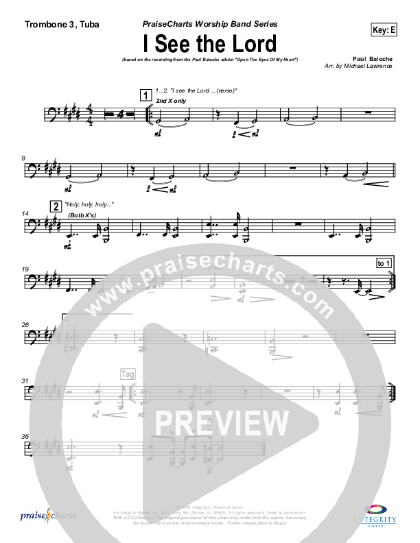 I See The Lord Trombone 3/Tuba (Paul Baloche)