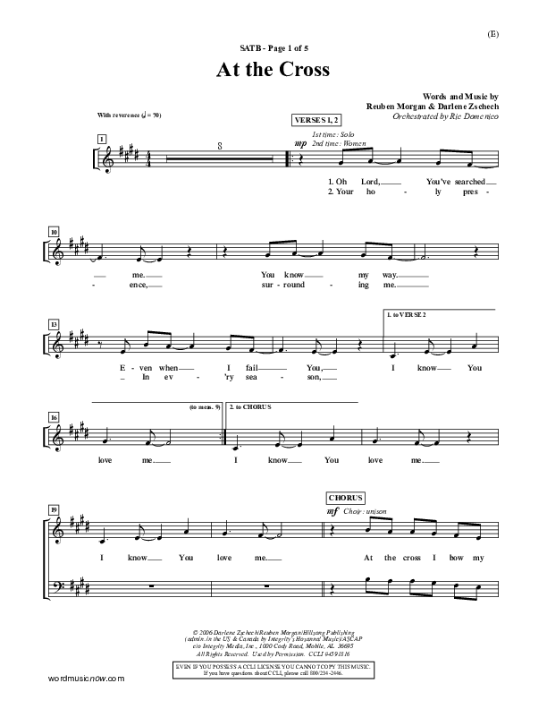 At The Cross Choir Sheet (SATB) (Reuben Morgan)