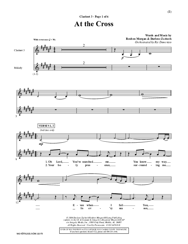 At The Cross Clarinet 3 (Reuben Morgan)