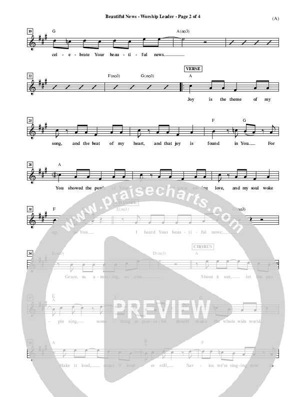 Beautiful News Lead Sheet (Matt Redman)