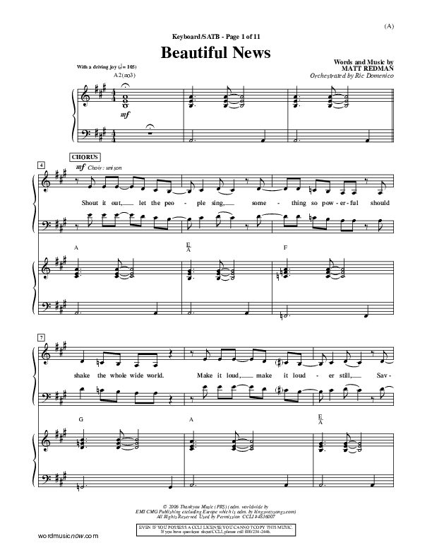 Beautiful News Piano/Vocal Pack (Matt Redman)