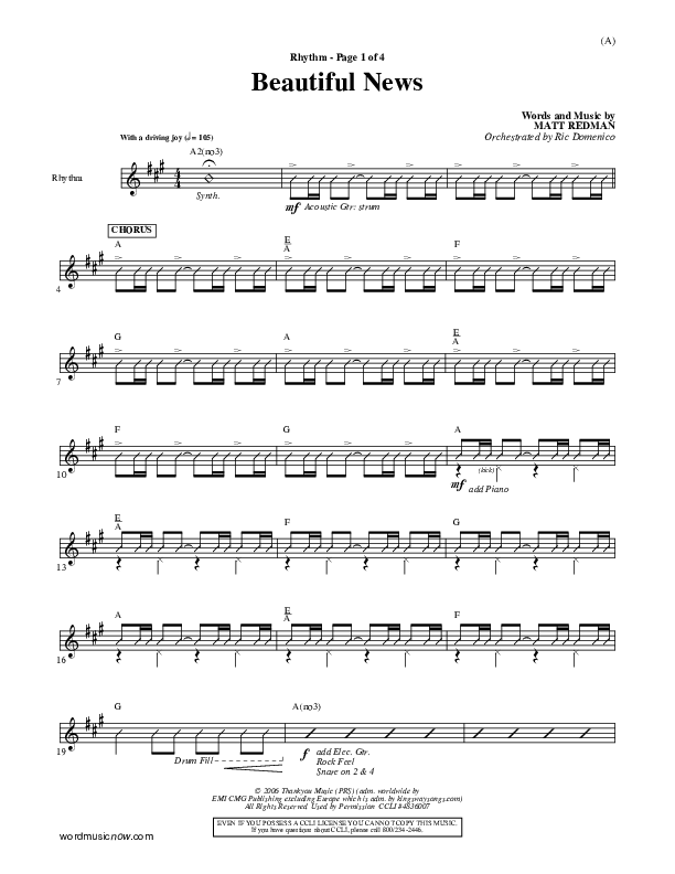 Beautiful News Rhythm Chart (Matt Redman)