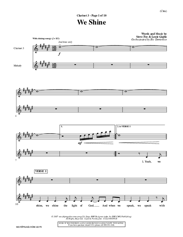 We Shine Clarinet 3 (FEE Band)