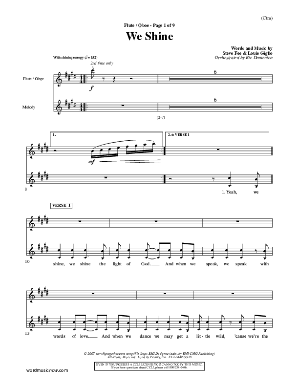 We Shine Flute/Oboe (FEE Band)