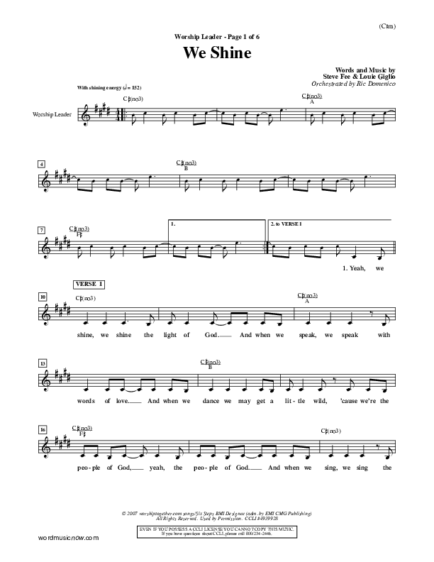 We Shine Lead Sheet (FEE Band)