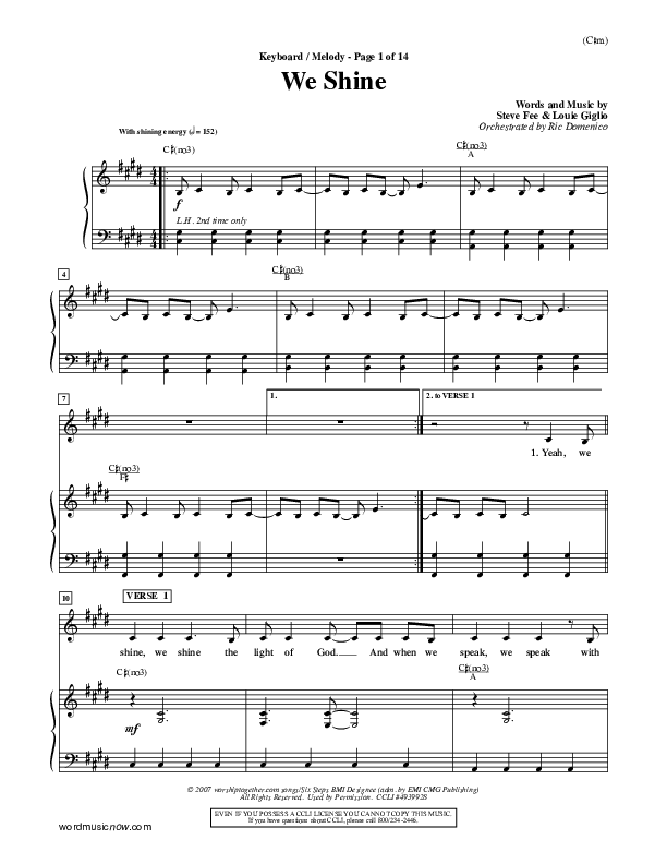 We Shine Piano/Vocal (FEE Band)