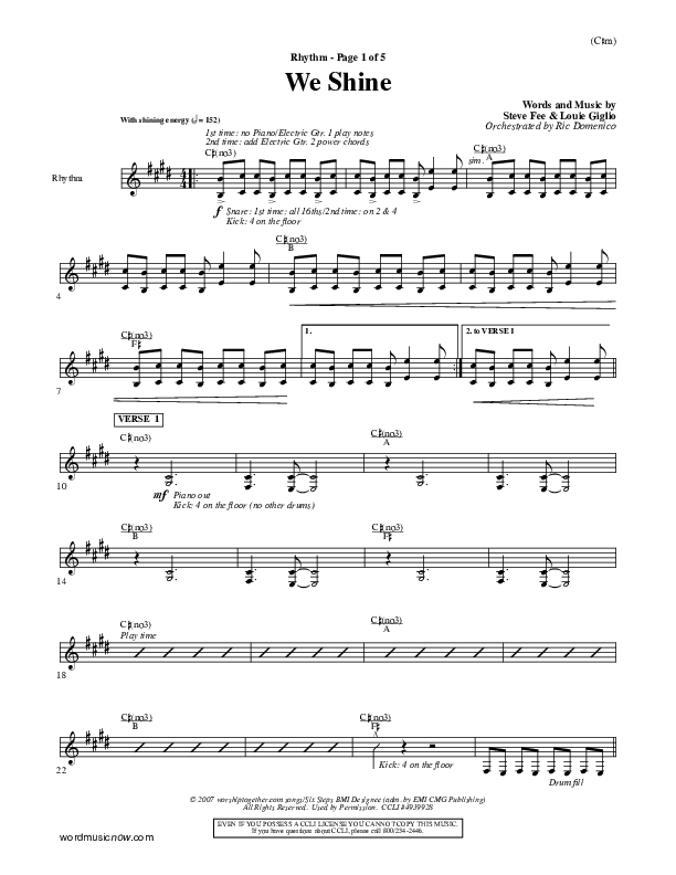 We Shine Rhythm Chart (FEE Band)