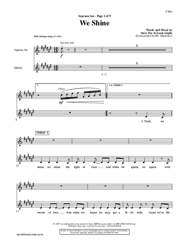 We Shine Soprano Sax (FEE Band)