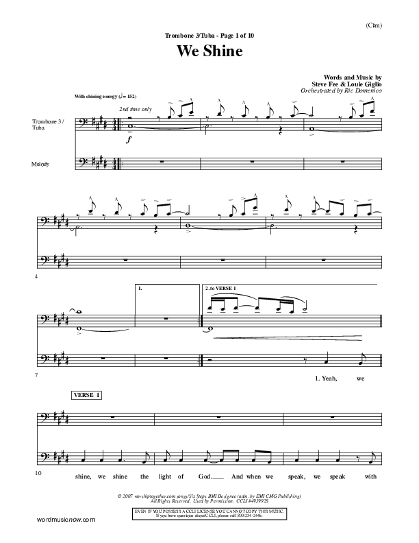 We Shine Trombone 3/Tuba (FEE Band)