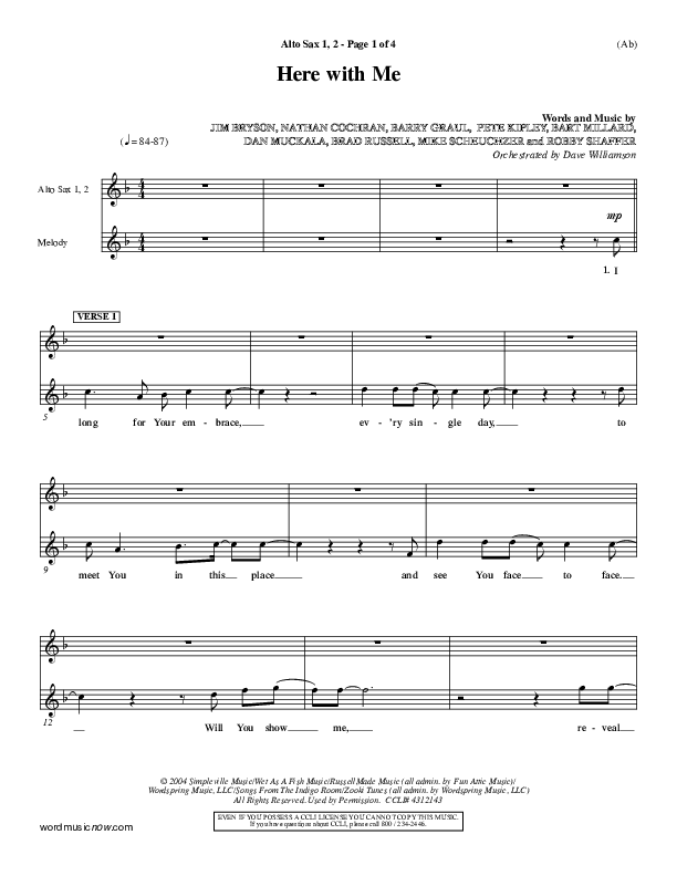 Here With Me Alto Sax 1/2 (MercyMe)