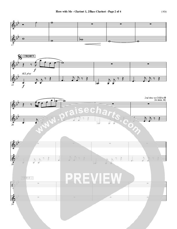 Here With Me Clarinet 1/2, Bass Clarinet (MercyMe)