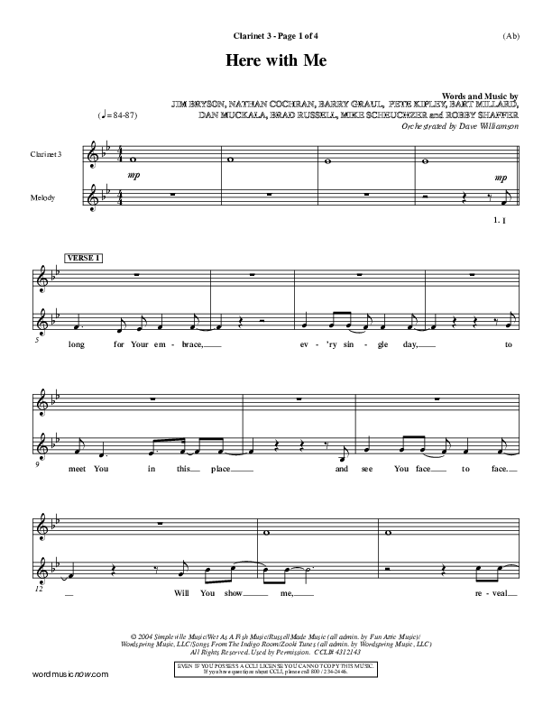 Here With Me Clarinet 3 (MercyMe)