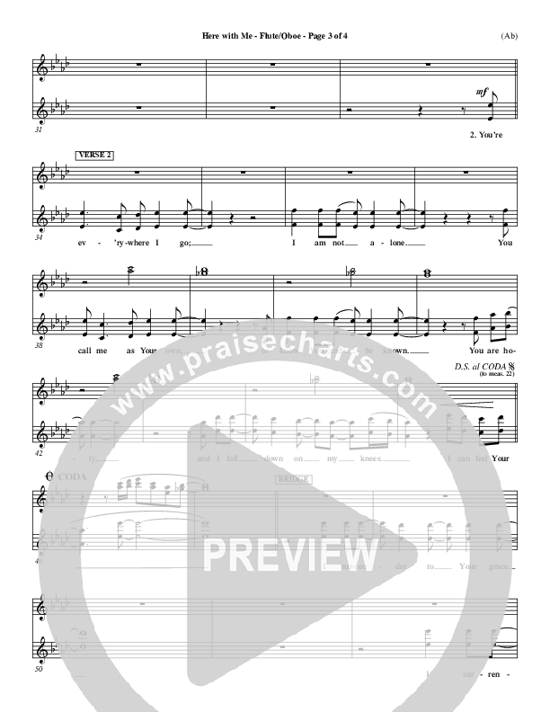 Here With Me Flute/Oboe (MercyMe)