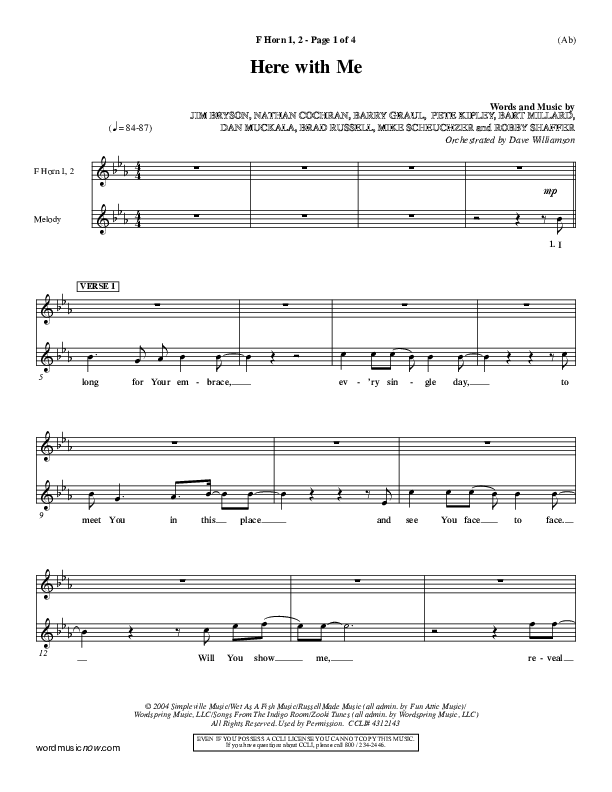 Here With Me French Horn 1/2 (MercyMe)