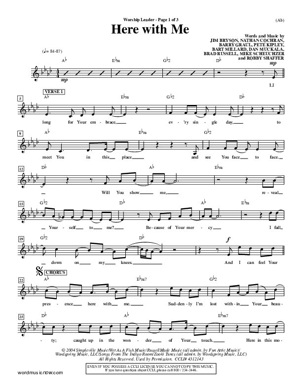 Here With Me Lead Sheet (MercyMe)
