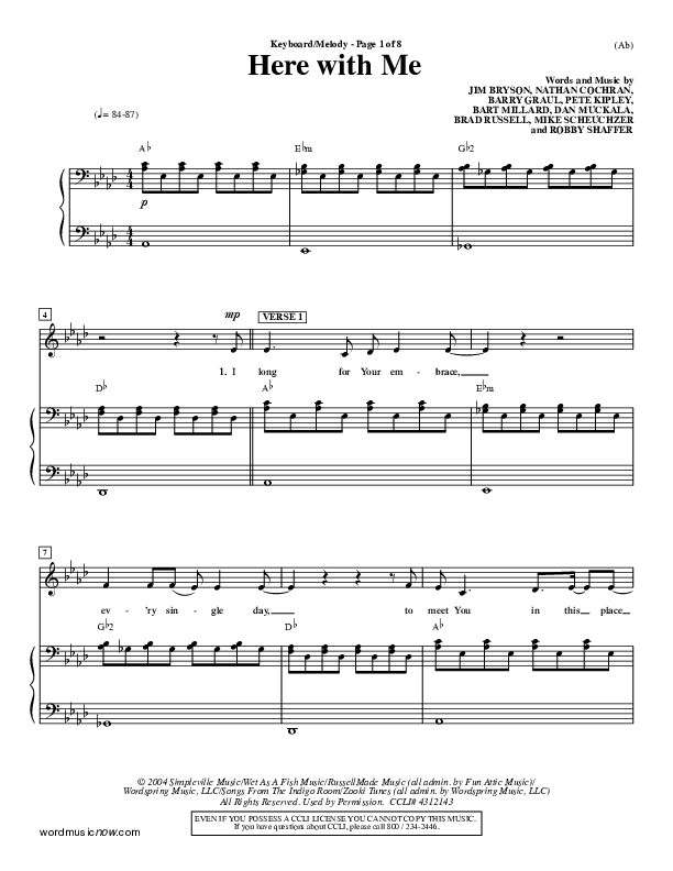 Here With Me Lead Sheet (MercyMe)