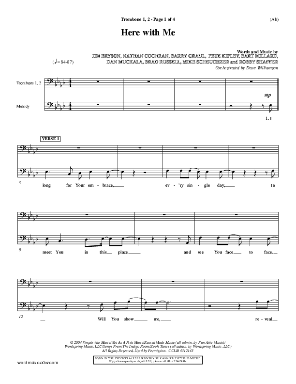 Here With Me Trombone 1/2 (MercyMe)