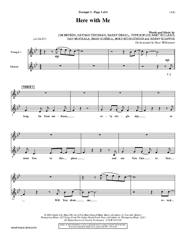 Here With Me Trumpet 1 (MercyMe)