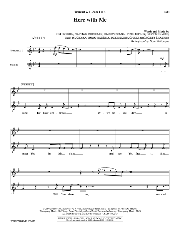 Here With Me Trumpet 2/3 (MercyMe)