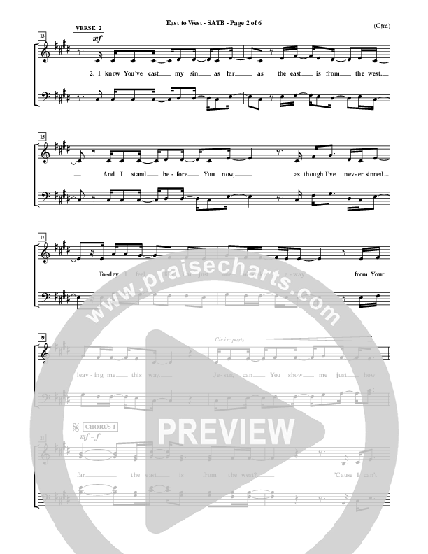 East To West Choir Vocals (SATB) (Mark Hall)