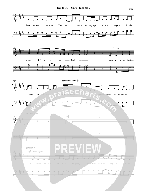 East To West Vocal Sheet (SATB) (Mark Hall)