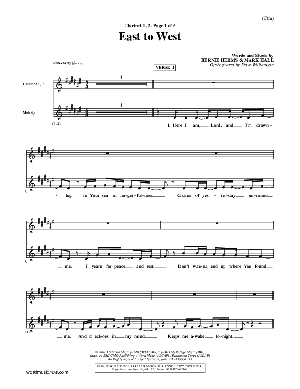 East To West Clarinet 1/2 (Mark Hall)