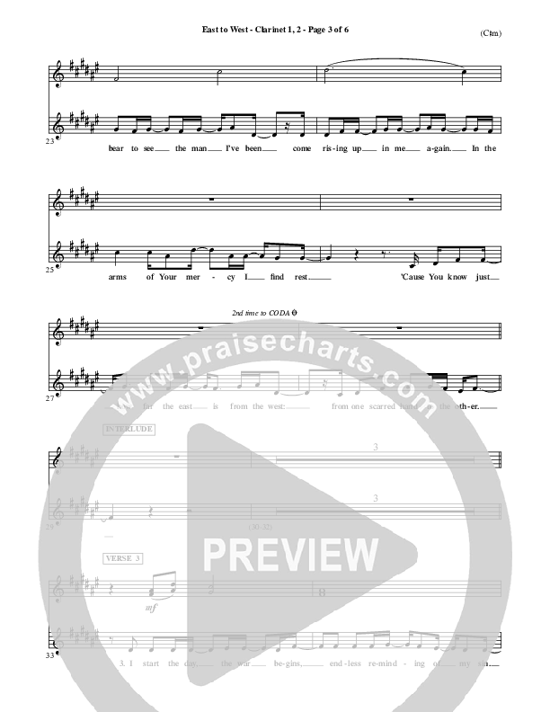 East To West Clarinet 1/2 (Mark Hall)