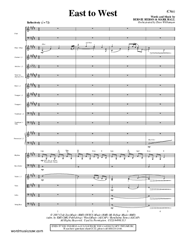 East To West Conductor's Score (Mark Hall)