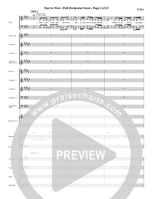 East To West Conductor's Score (Mark Hall)