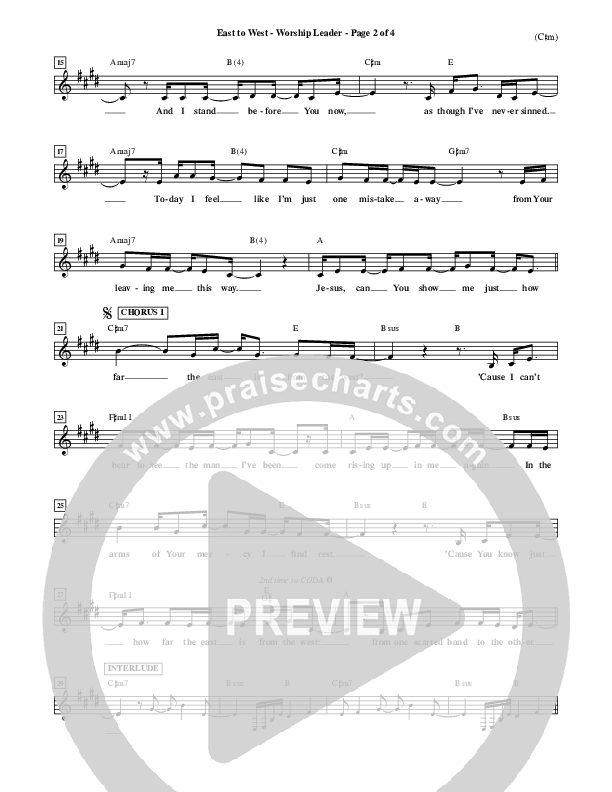 East To West Lead Sheet (Mark Hall)