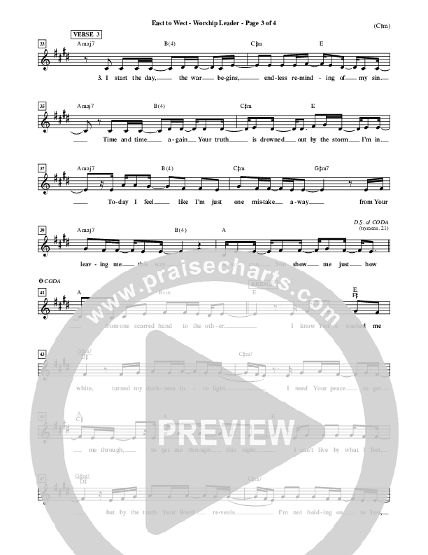 East To West Lead Sheet (Mark Hall)