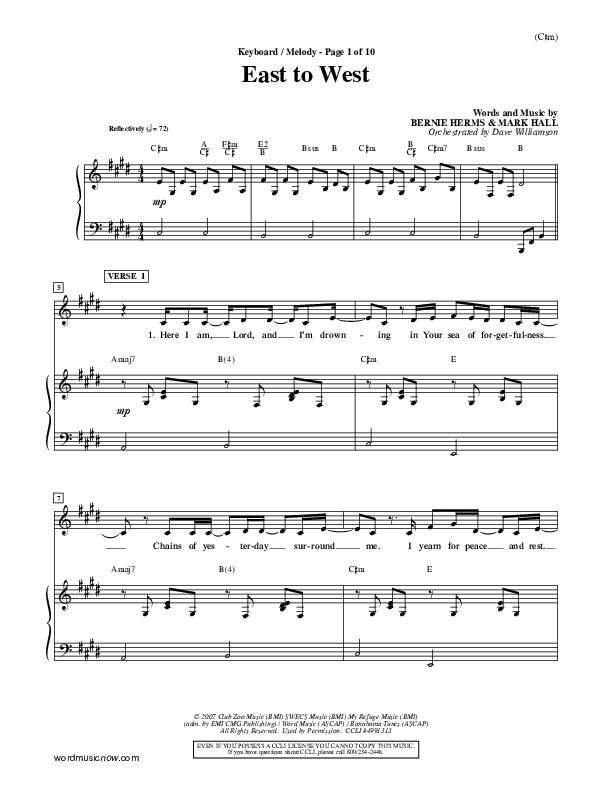 East To West Piano/Vocal (Mark Hall)
