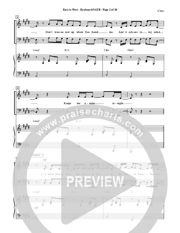 East To West Piano/Vocal (SATB) (Mark Hall)