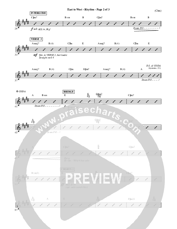 East To West Rhythm Chart (Mark Hall)