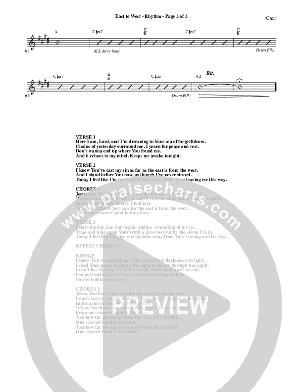 East To West Rhythm Chart (Mark Hall)
